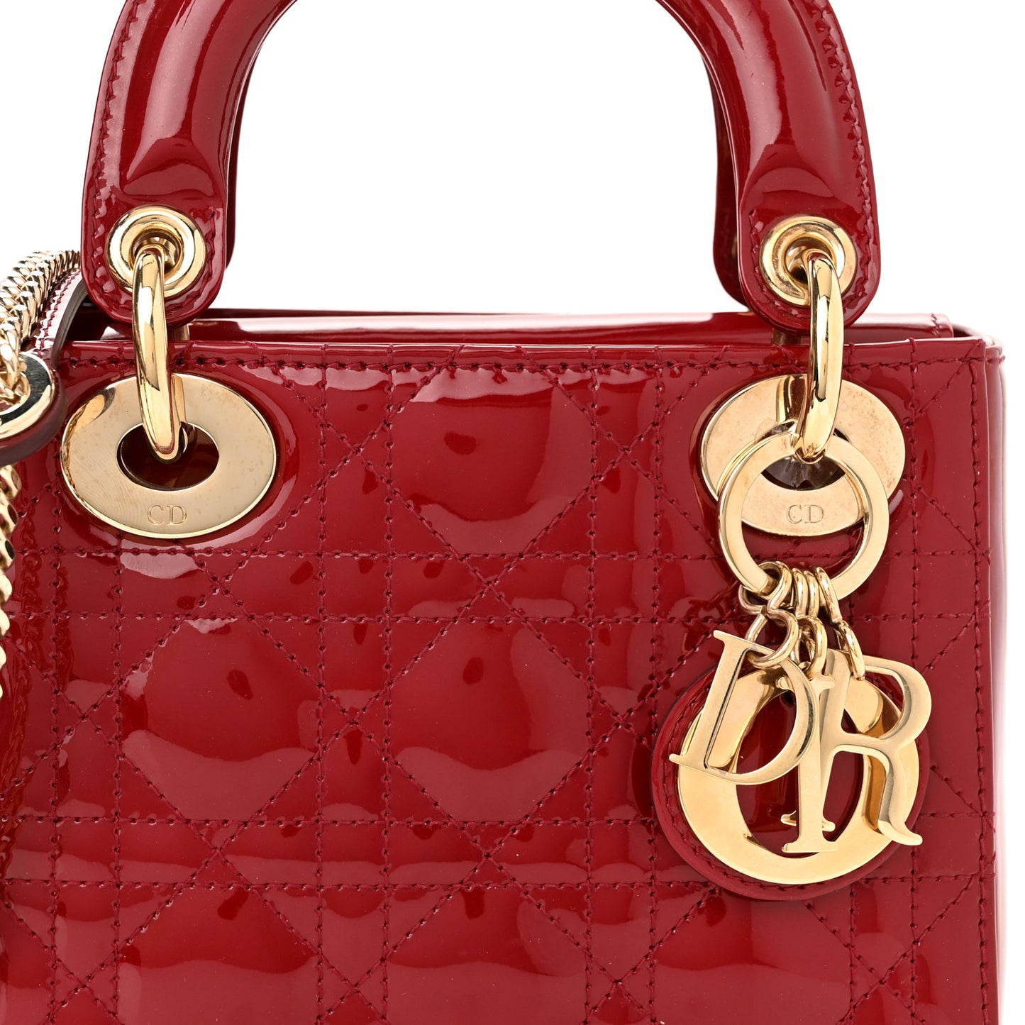 Patent Cannage Mini Lady Dior Red