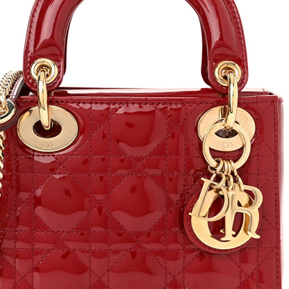 Christian Dior Patent Cannage Mini Lady Dior Red 8 of 10