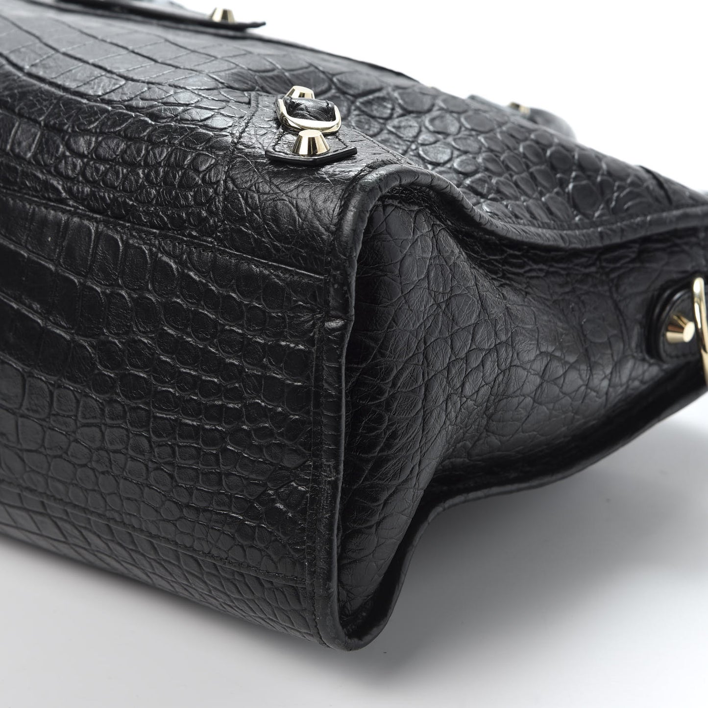 Calfskin Crocodile Embossed Classic Hardware City Black