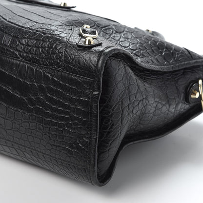 Balenciaga Calfskin Crocodile Embossed Classic Hardware City Black 6 of 9