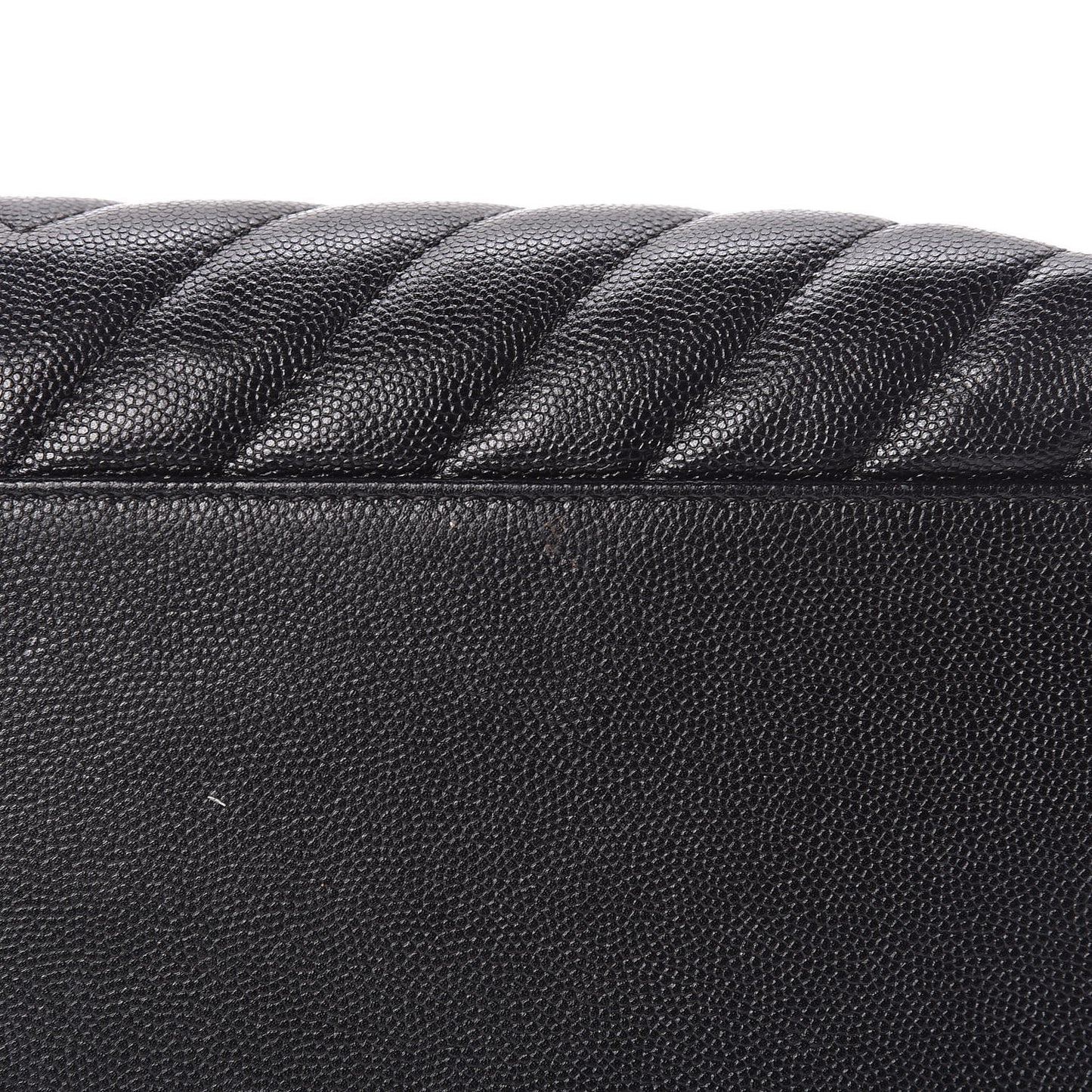 Caviar Chevron Quilted Medium Coco Handle Flap Black