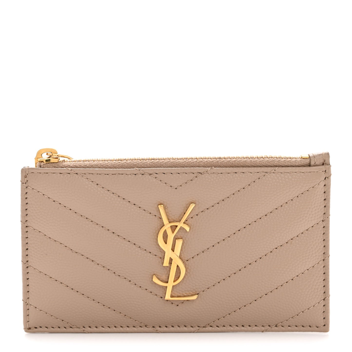 Monogram Grain de Poudre 5 Fragments Zip Pouch Card Holder Dark Beige
