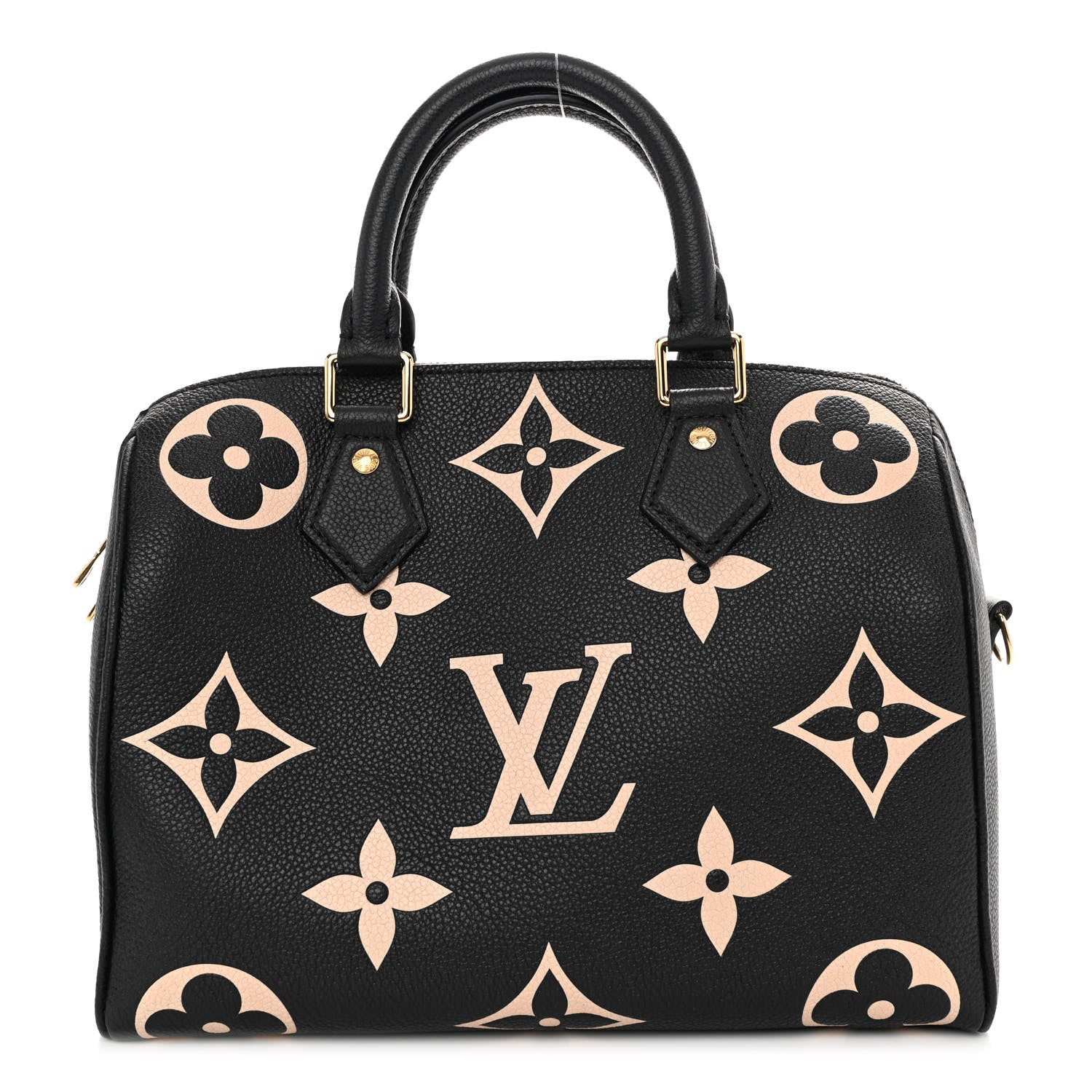 Louis Vuitton Empreinte Monogram Giant Speedy Bandouliere 25 Black Beige 1 of 10