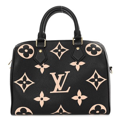 Louis Vuitton Empreinte Monogram Giant Speedy Bandouliere 25 Black Beige 1 of 10