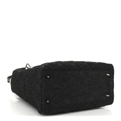 Christian Dior Denim Cannage Medium Lady Dior Black 4 of 10