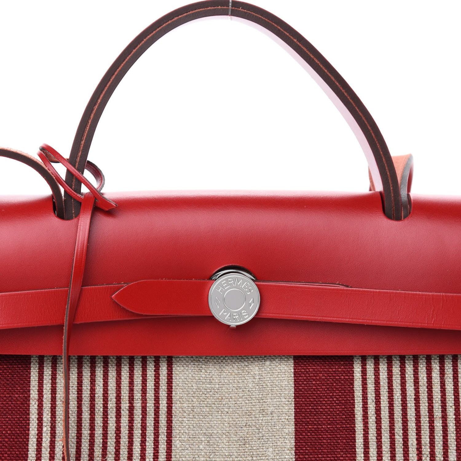 Hermes Vache Hunter Toile H Vibration Herbag Zip 31 PM Bordeaux Ficelle Rouge Piment 10 of 10