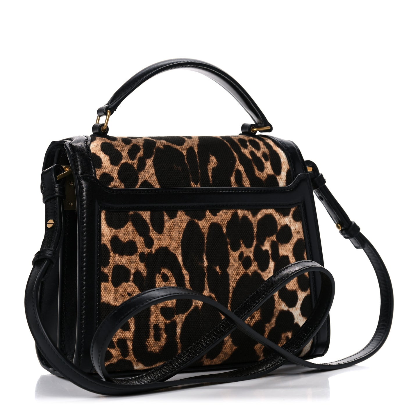 Canvas Leopard Print Mini Classic Monogram Cassandra Top Handle Black