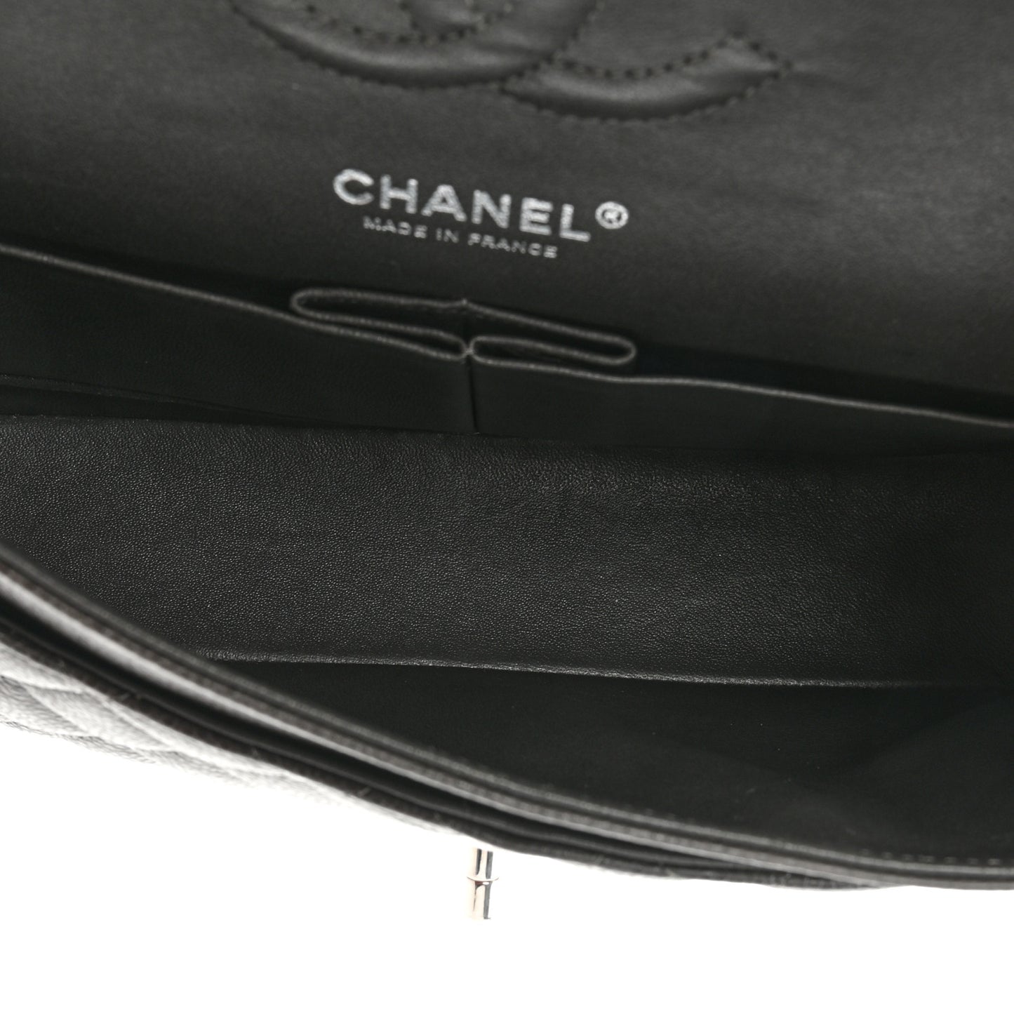 Caviar Quilted Medium Double Flap Dark Grey