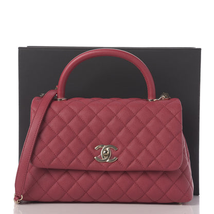 Chanel Caviar Quilted Small Coco Handle Flap Dark Pink 12 of 12