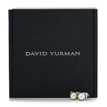 David Yurman Sterling Silver Diamond Pearl 7mm Earrings 6 of 6