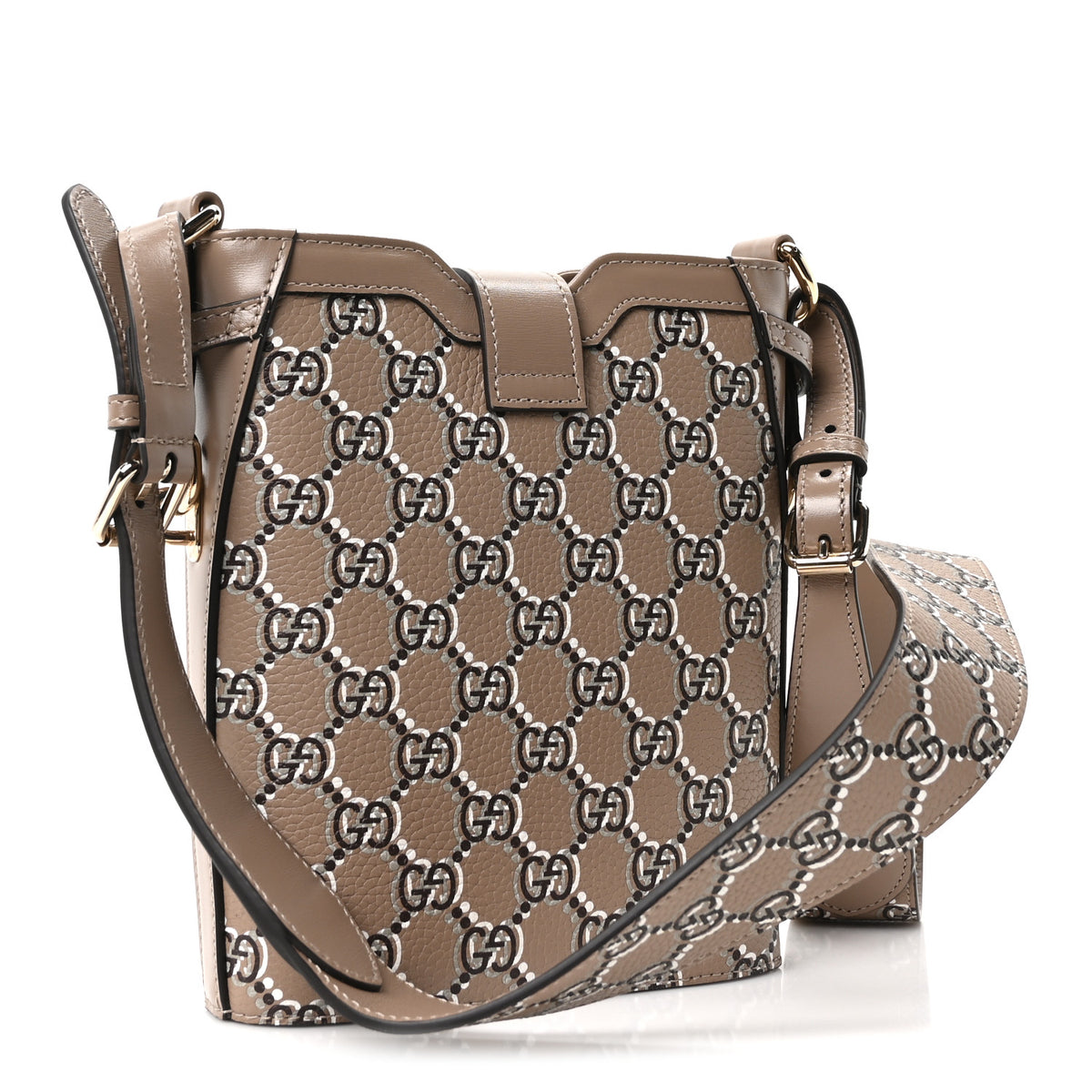 GG Shadow Monogram Mini Bucket Bag Beige Taupe