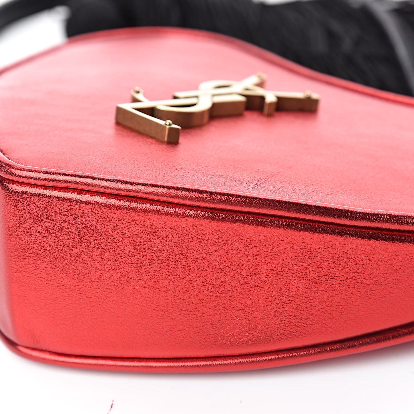 Metallic Calfskin Heart Monogram Crossbody Black Rouge