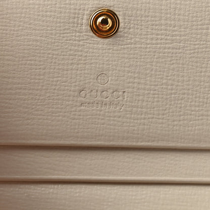 Gucci GG Supreme Monogram Azalea Calfskin Horsebit 1955 Card Case Wallet Beige Ebony Mystic White 6 of 10
