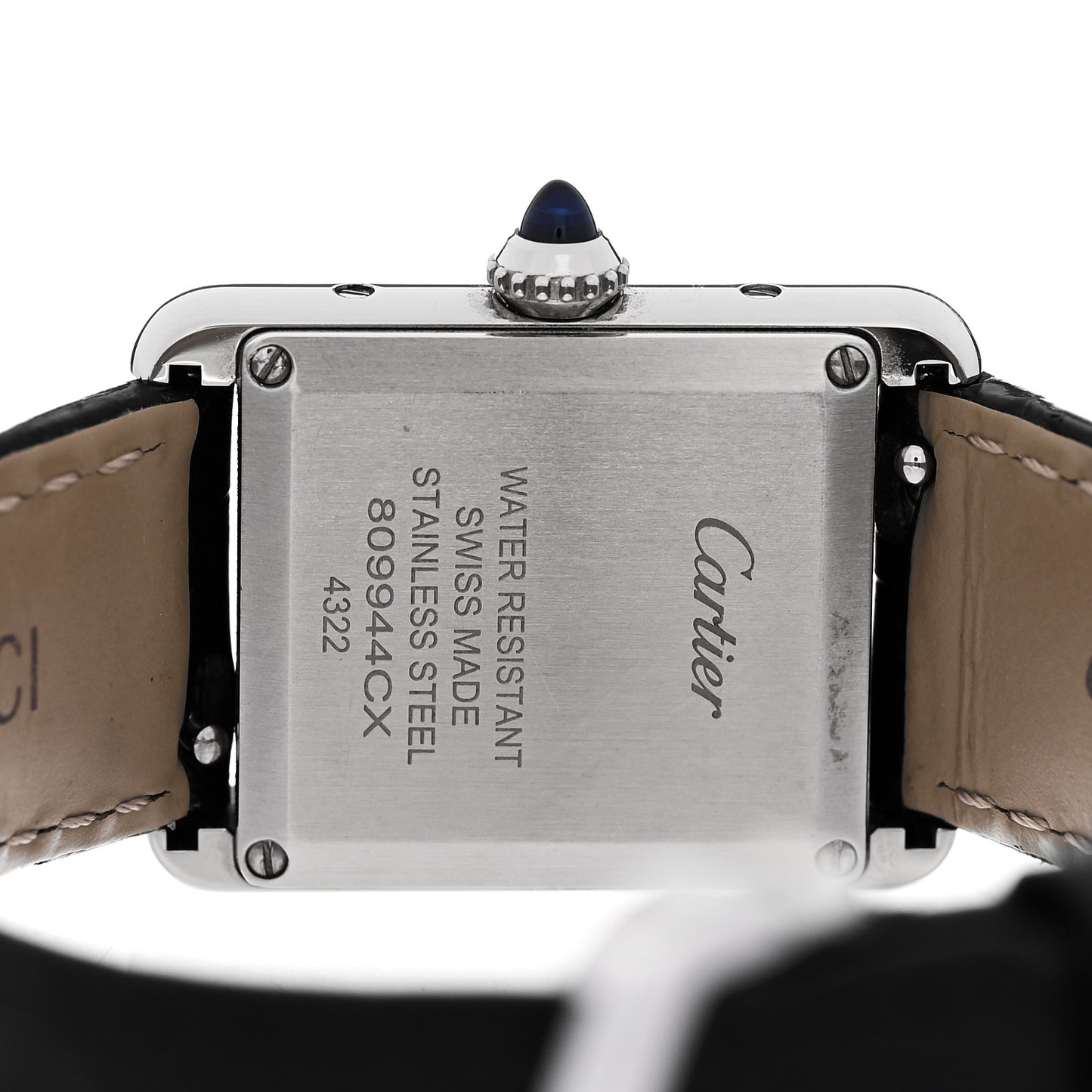 Stainless Steel Alligator 22mm Must de Cartier Tank Quartz Watch Black