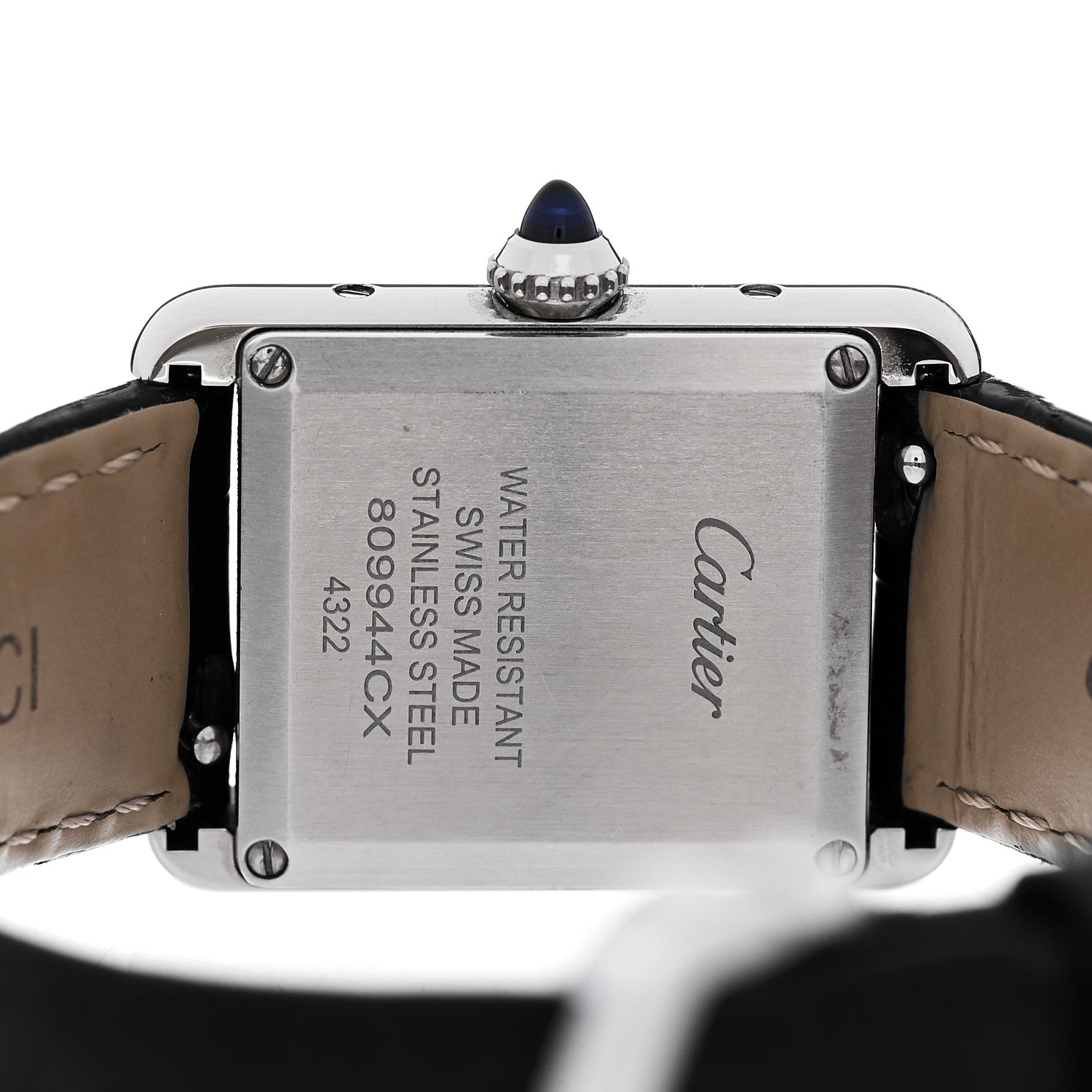 Cartier Stainless Steel Alligator 22mm Must de Cartier Tank Quartz Watch Black 4 of 4