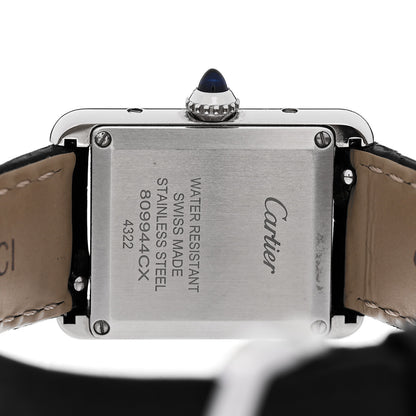 Cartier Stainless Steel Alligator 22mm Must de Cartier Tank Quartz Watch Black 4 of 4
