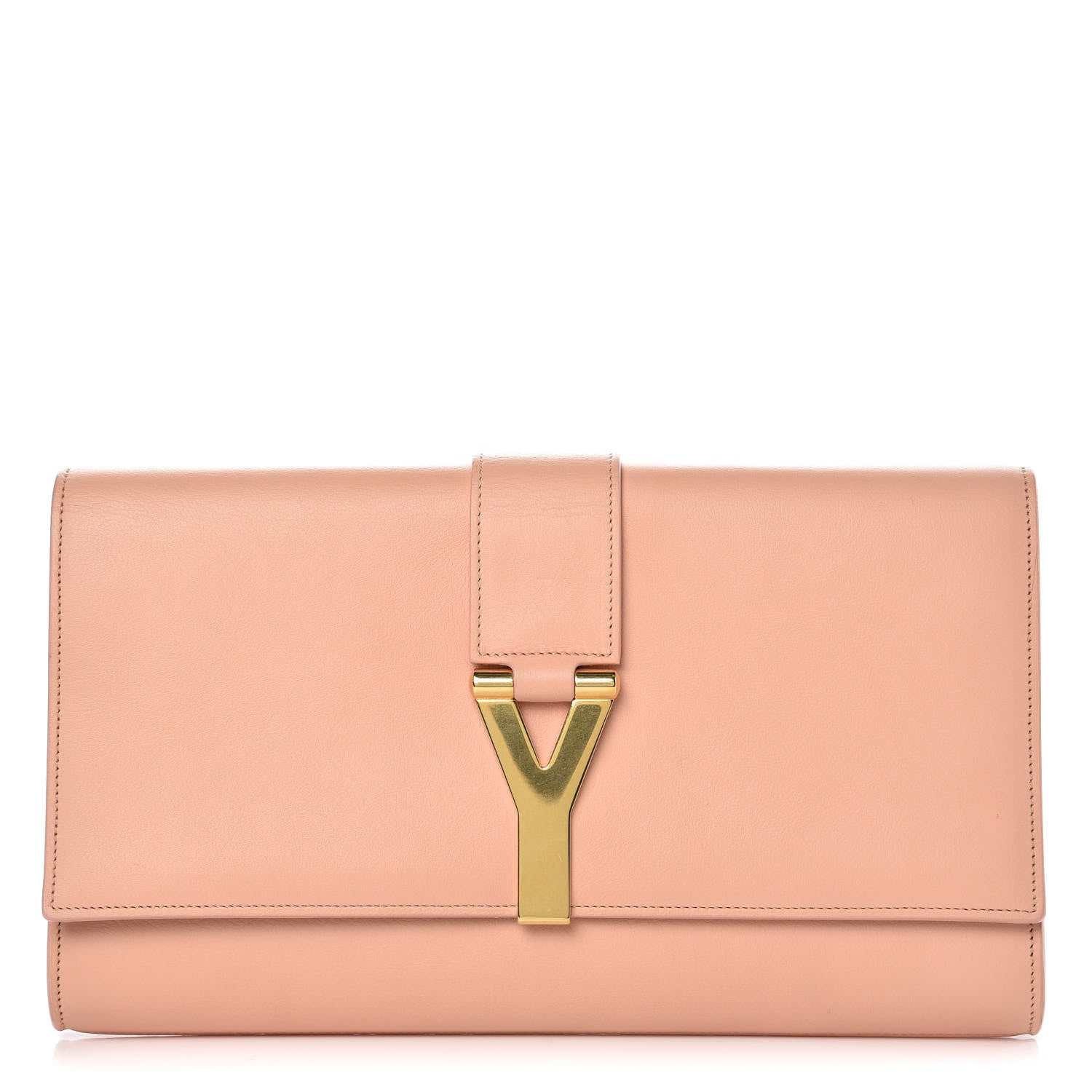 Saint Laurent Calfskin Classic Y Ligne Clutch Blush 1 of 12