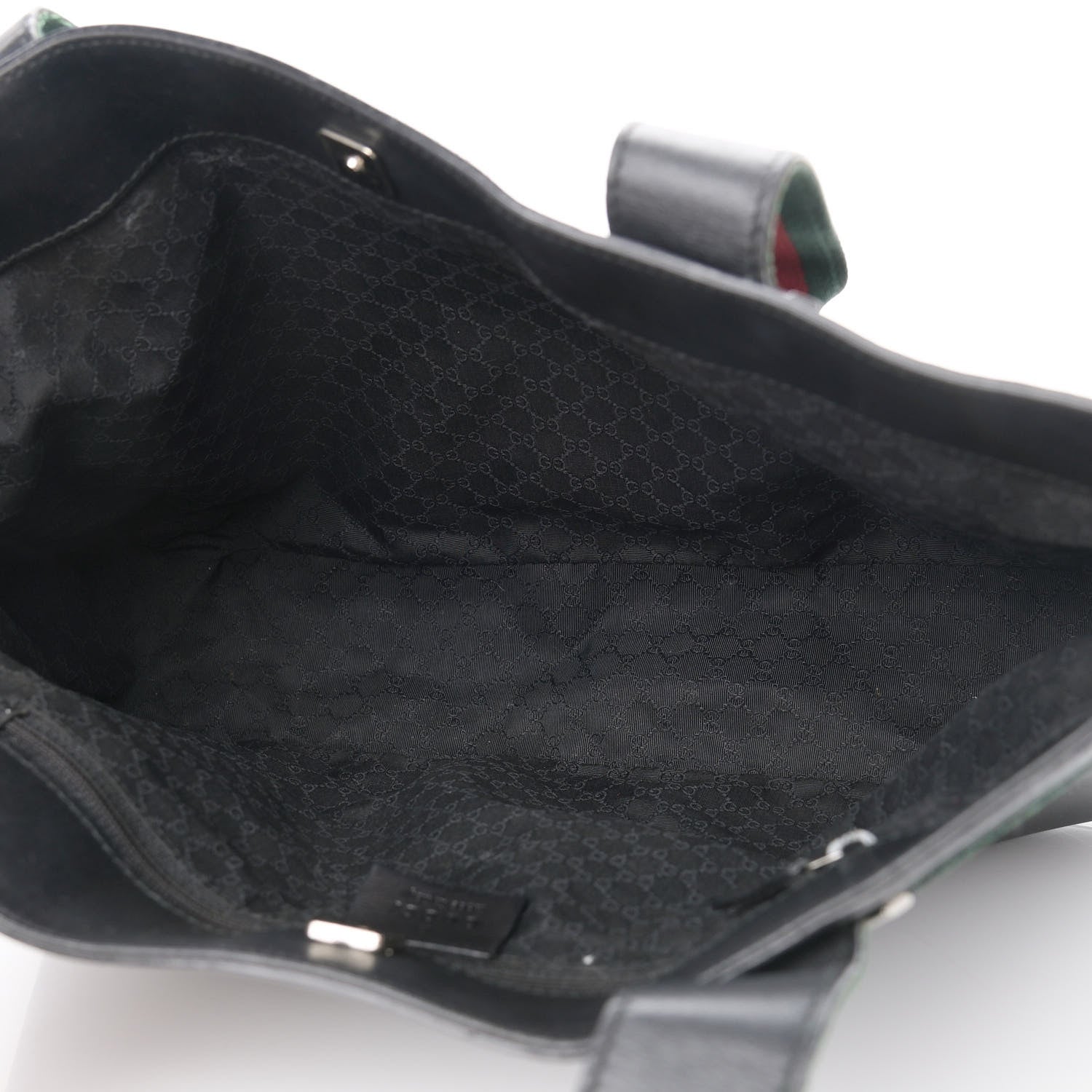 Gucci Calfskin Web Tote Black 5 of 12