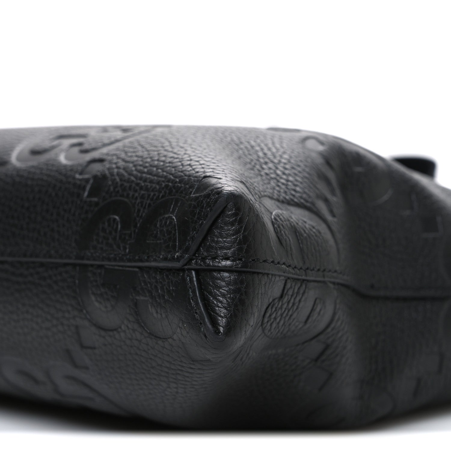 Gucci Piuma Calfskin Jumbo GG Embossed Medium Wristlet Messenger Bag Black 10 of 10