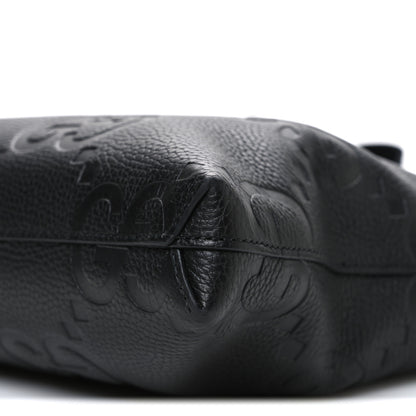 Gucci Piuma Calfskin Jumbo GG Embossed Medium Wristlet Messenger Bag Black 10 of 10