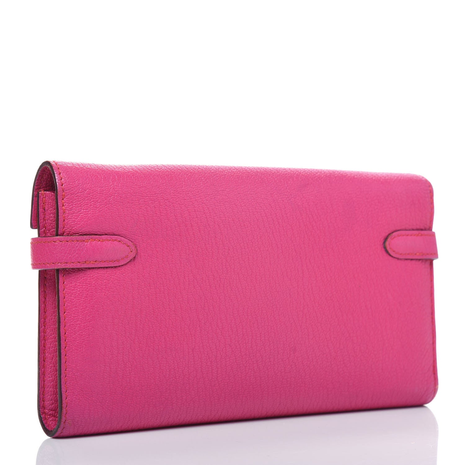 Hermes Chevre Mysore Kelly Longue Wallet Rose Shocking 3 of 21