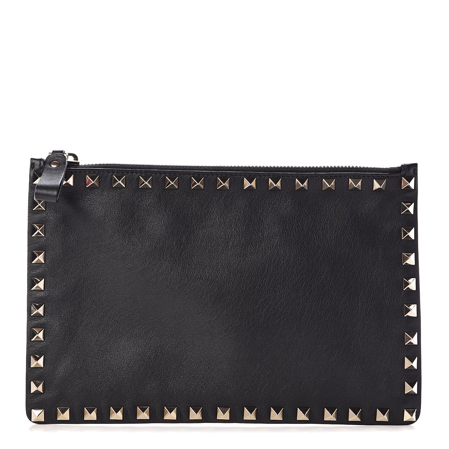 Vitello Medium Rockstud Zip Pouch Black