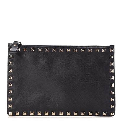 Valentino Garavani Vitello Medium Rockstud Zip Pouch Black 1 of 6