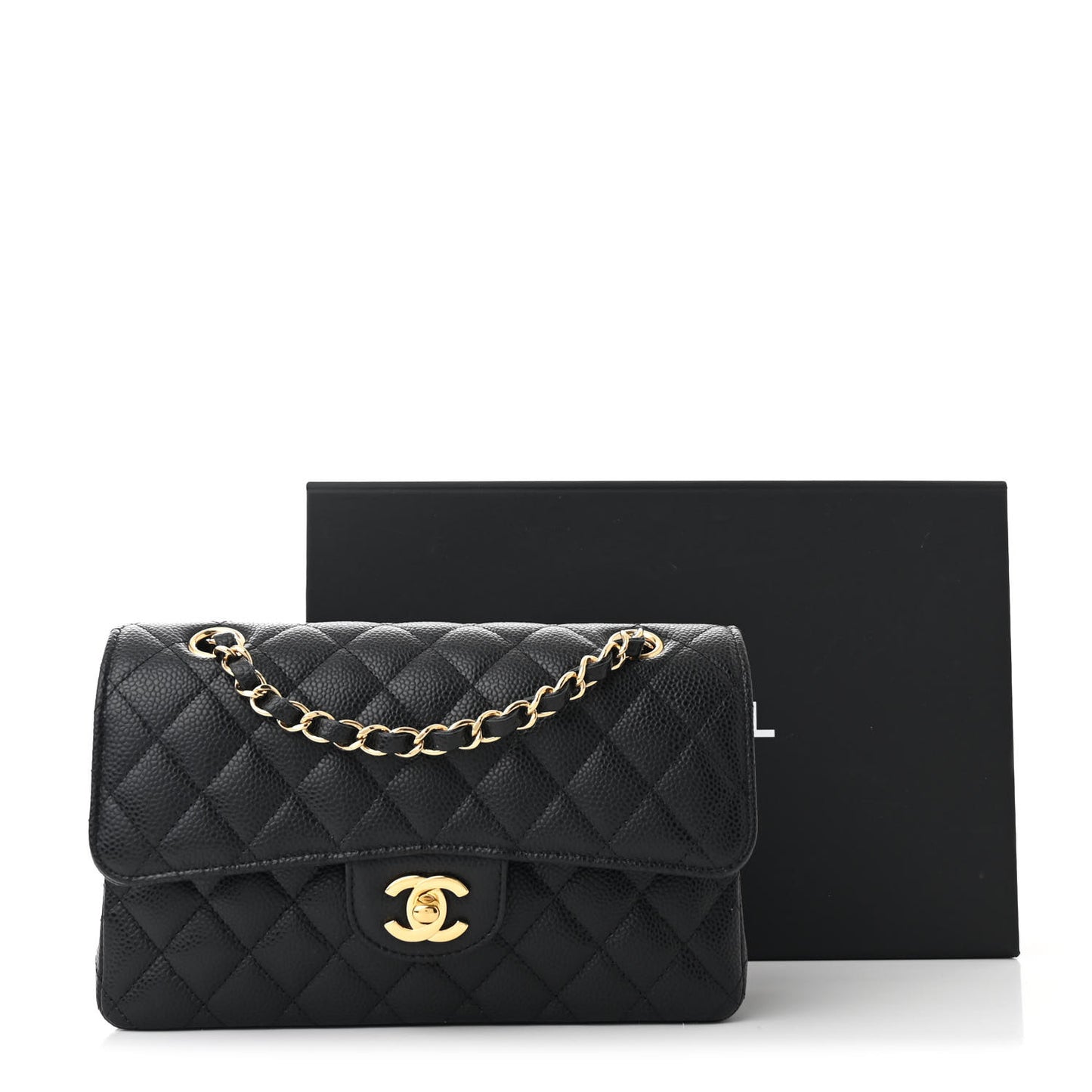 Caviar Quilted Small Double Flap Black