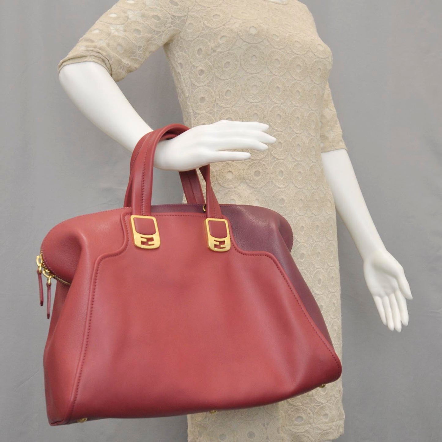 Vitello Capra Alabama Colorblock Large Chameleon Tote Ciliegia Bordeaux Ruby
