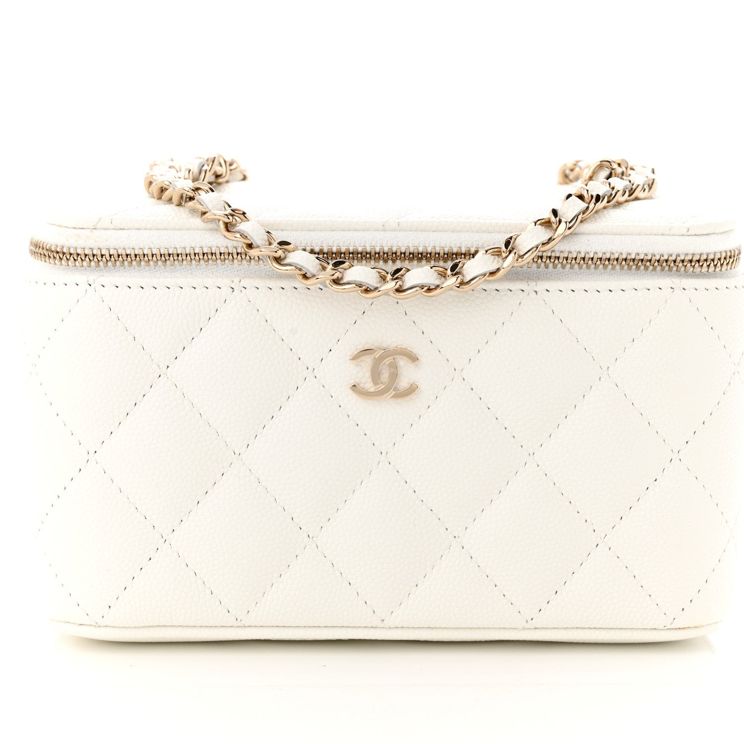 Chanel Caviar Quilted Small Vanity Case With Chain White 8 of 10