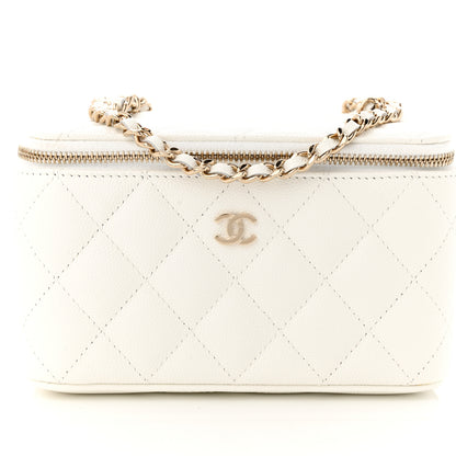 Chanel Caviar Quilted Small Vanity Case With Chain White 8 of 10