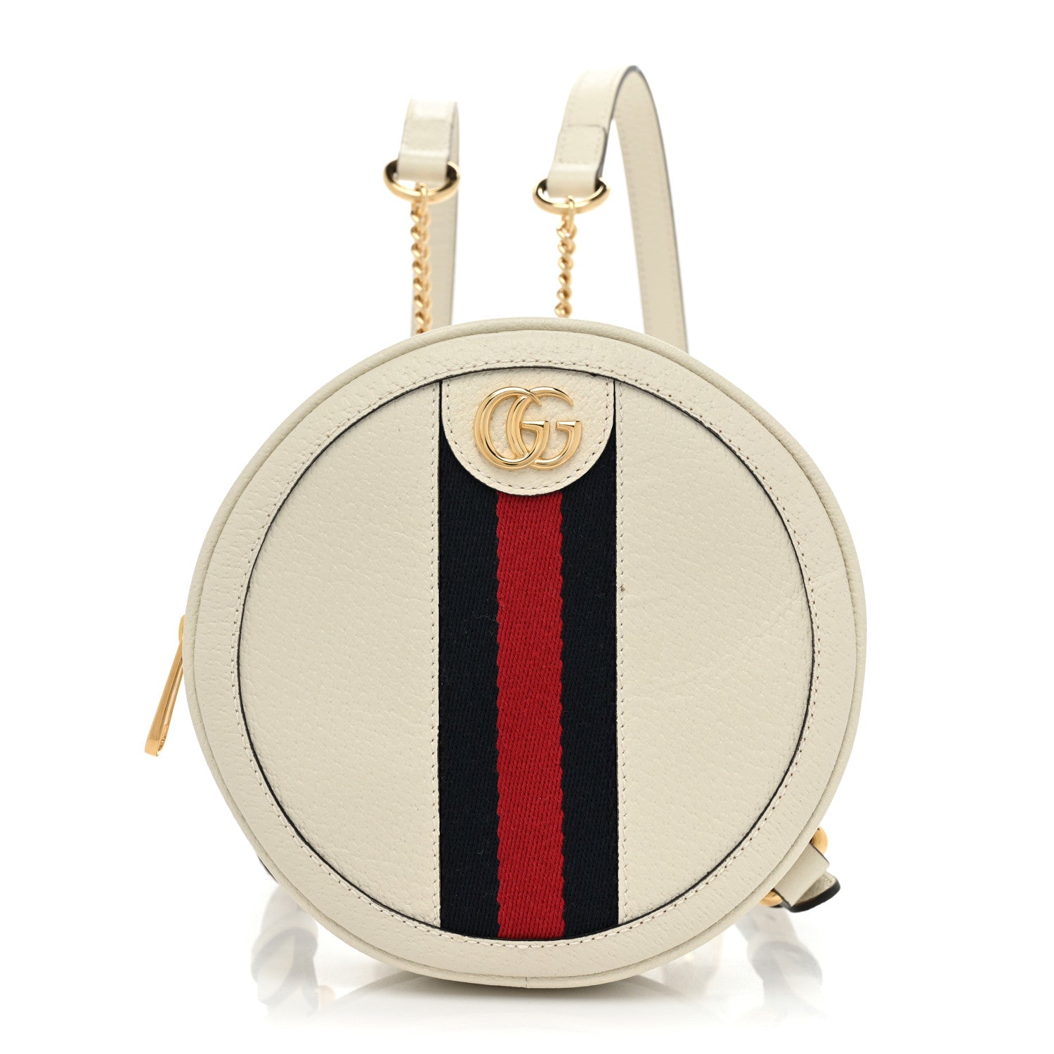 Gucci Textured Calfskin Web Mini Ophidia Round Backpack Mystic White 1 of 8