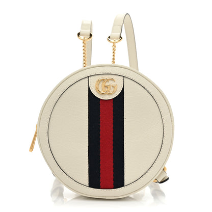 Gucci Textured Calfskin Web Mini Ophidia Round Backpack Mystic White 1 of 8