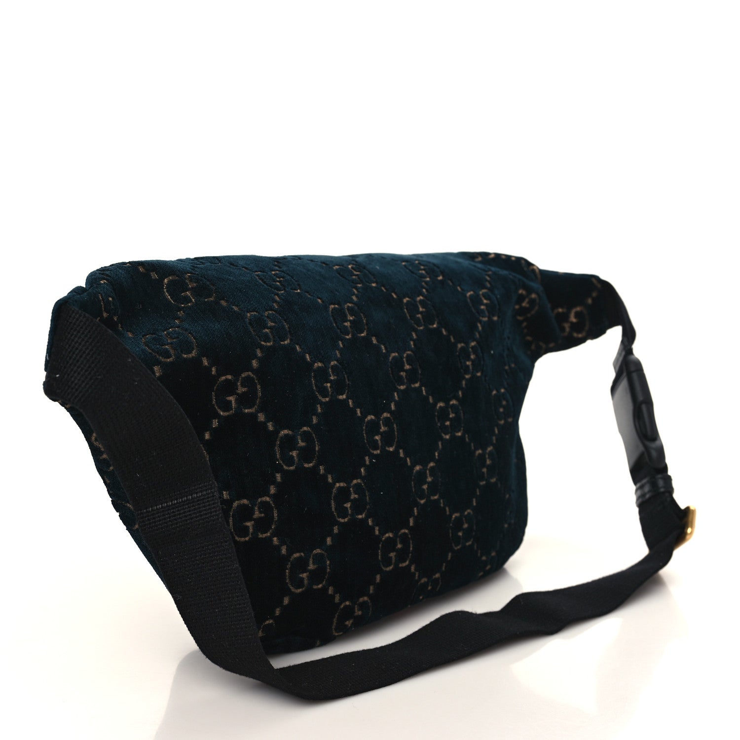 Gucci Velvet GG Monogram Web Belt Bag Blue Beige 3 of 9