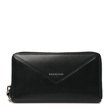 Balenciaga Calfskin Papier Zip Around Wallet Black 1 of 11