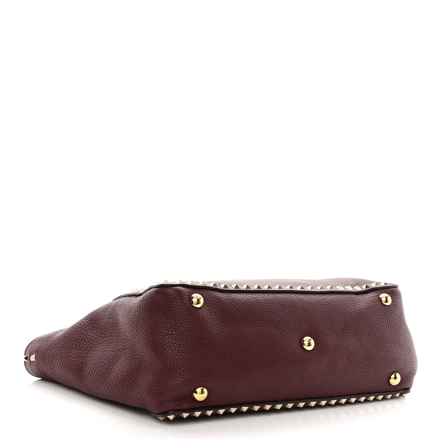 Valentino Garavani Pebbled Calfskin Medium Rockstud Tote Rubin 4 of 9