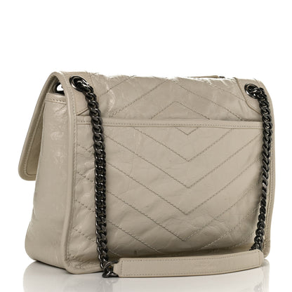 Saint Laurent Crinkled Calfskin Matelasse Monogram Medium Niki Chain Satchel Ivory 2 of 12