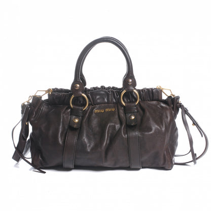 Miu Miu Leather Gathered Tote Brown 1 of 7