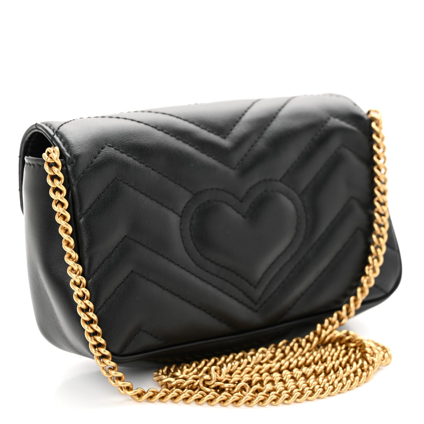 Calfskin Matelasse Super Mini GG Marmont Shoulder Bag Black