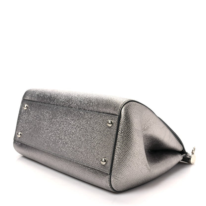 Dolce & Gabbana Metallic Dauphine Medium Miss Sicily Satchel Silver 6 of 6