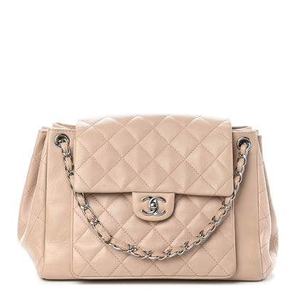 Chanel Lambskin Quilted CC Accordion Shopping Bag Beige 1 of 6