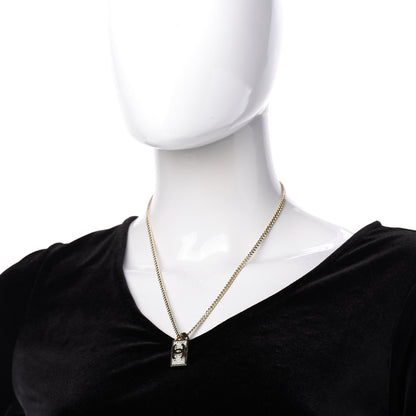 Chanel Crystal Dog Tag Charm Necklace Gold 2 of 6