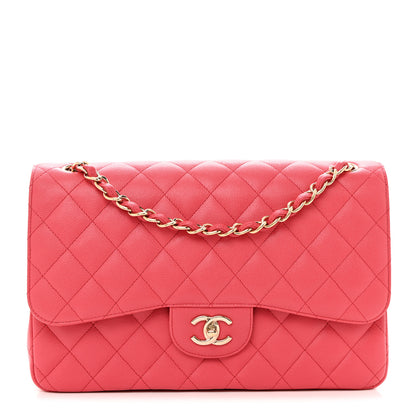 Chanel Shiny Caviar Quilted Jumbo Double Flap Dark Pink 1 of 9