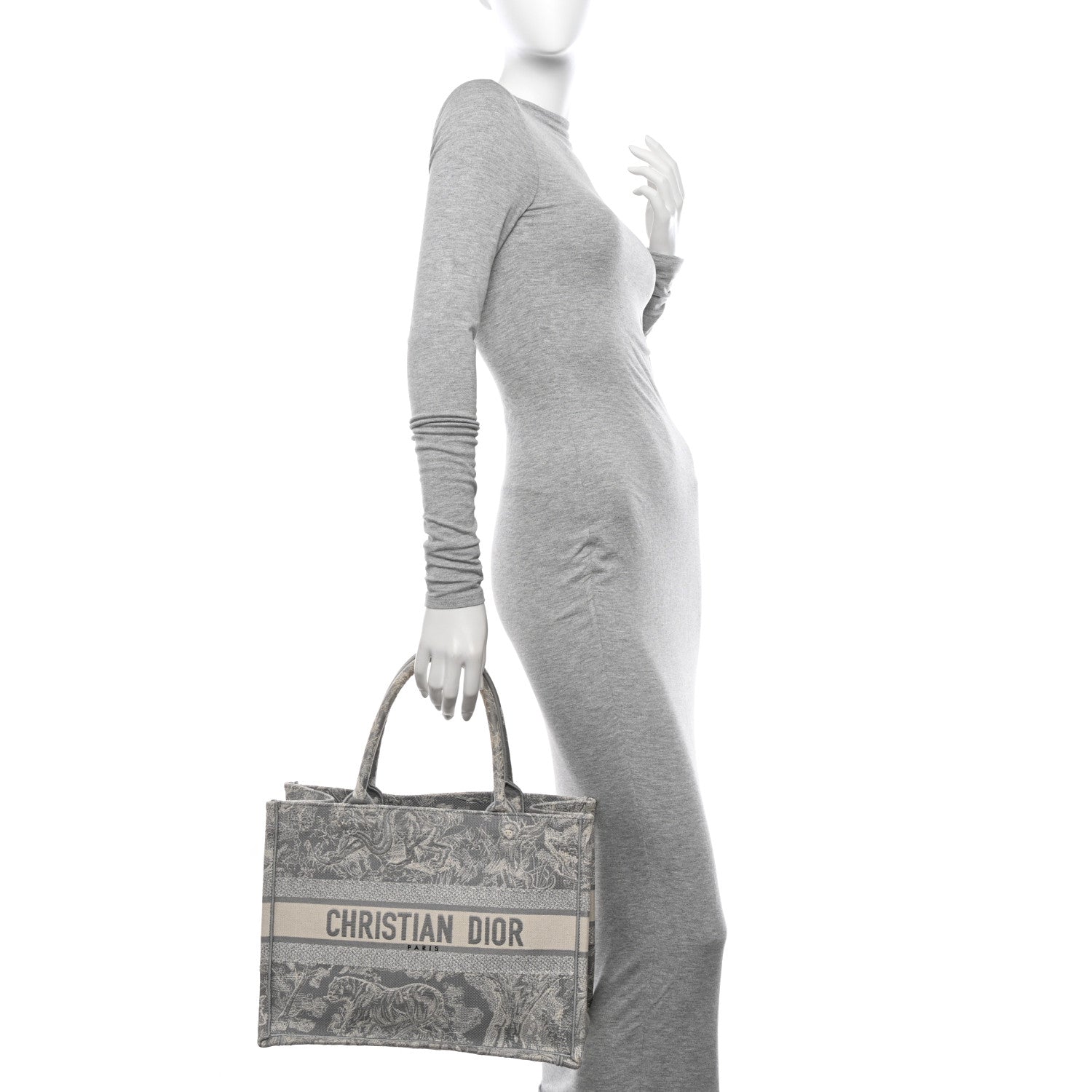 Christian Dior Canvas Embroidered Medium Dioriviera Toile De Jouy Reverse Book Tote Gray 3 of 11