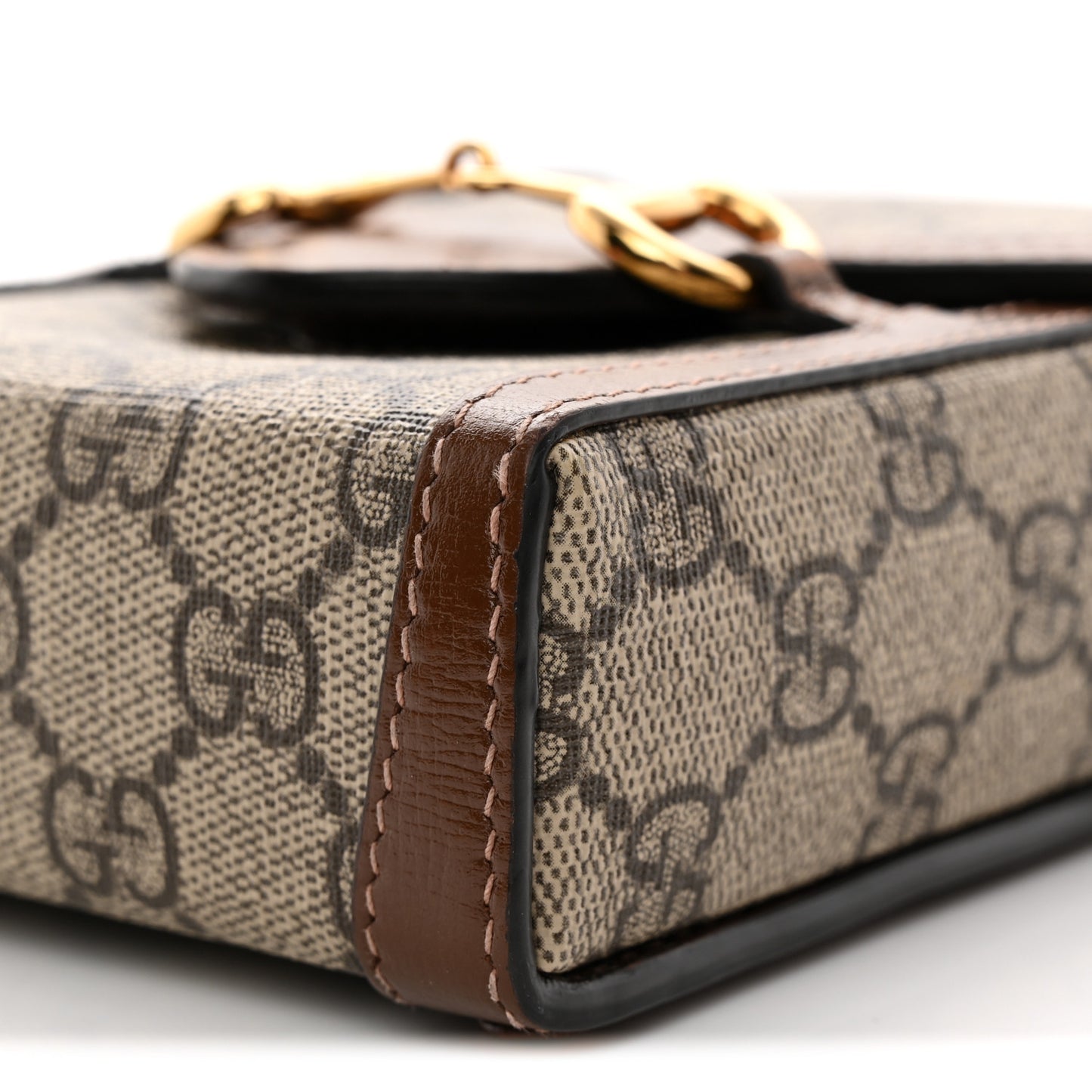 GG Supreme Monogram Mini Horsebit 1955 Crossbody Bag Beige Brown Sugar