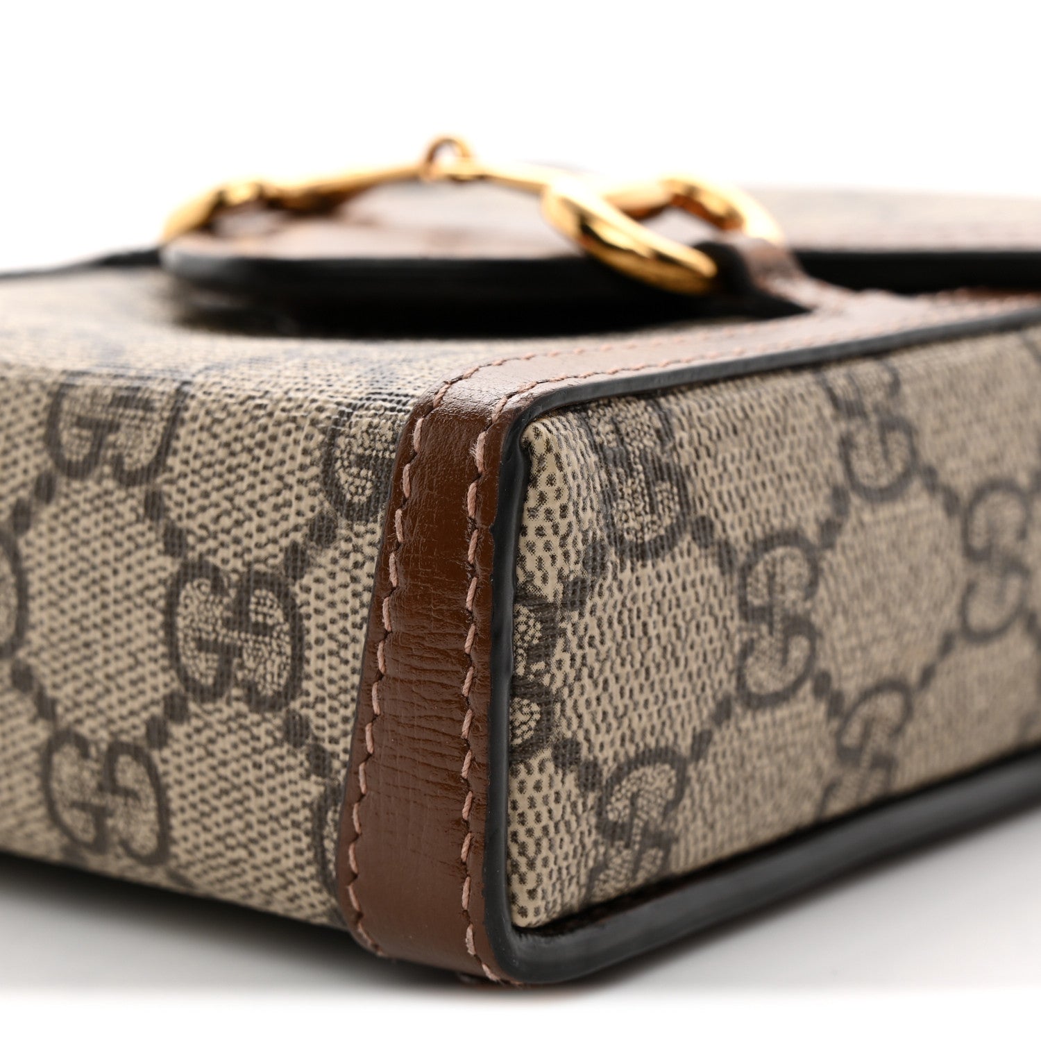 Gucci GG Supreme Monogram Mini Horsebit 1955 Crossbody Bag Beige Brown Sugar 10 of 11