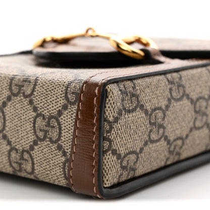 Gucci GG Supreme Monogram Mini Horsebit 1955 Crossbody Bag Beige Brown Sugar 10 of 11