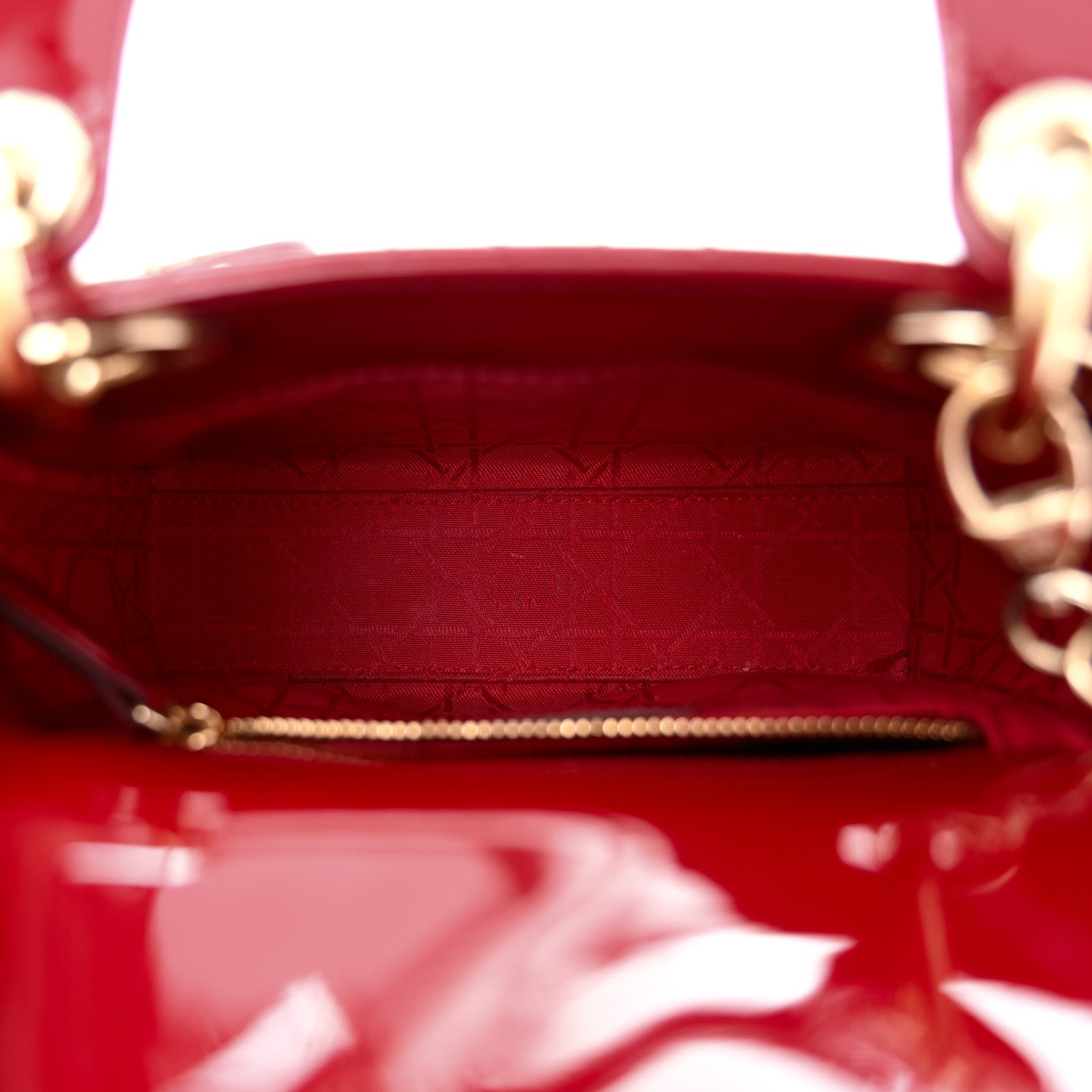 Christian Dior Patent Cannage Mini Lady Dior Red 5 of 10