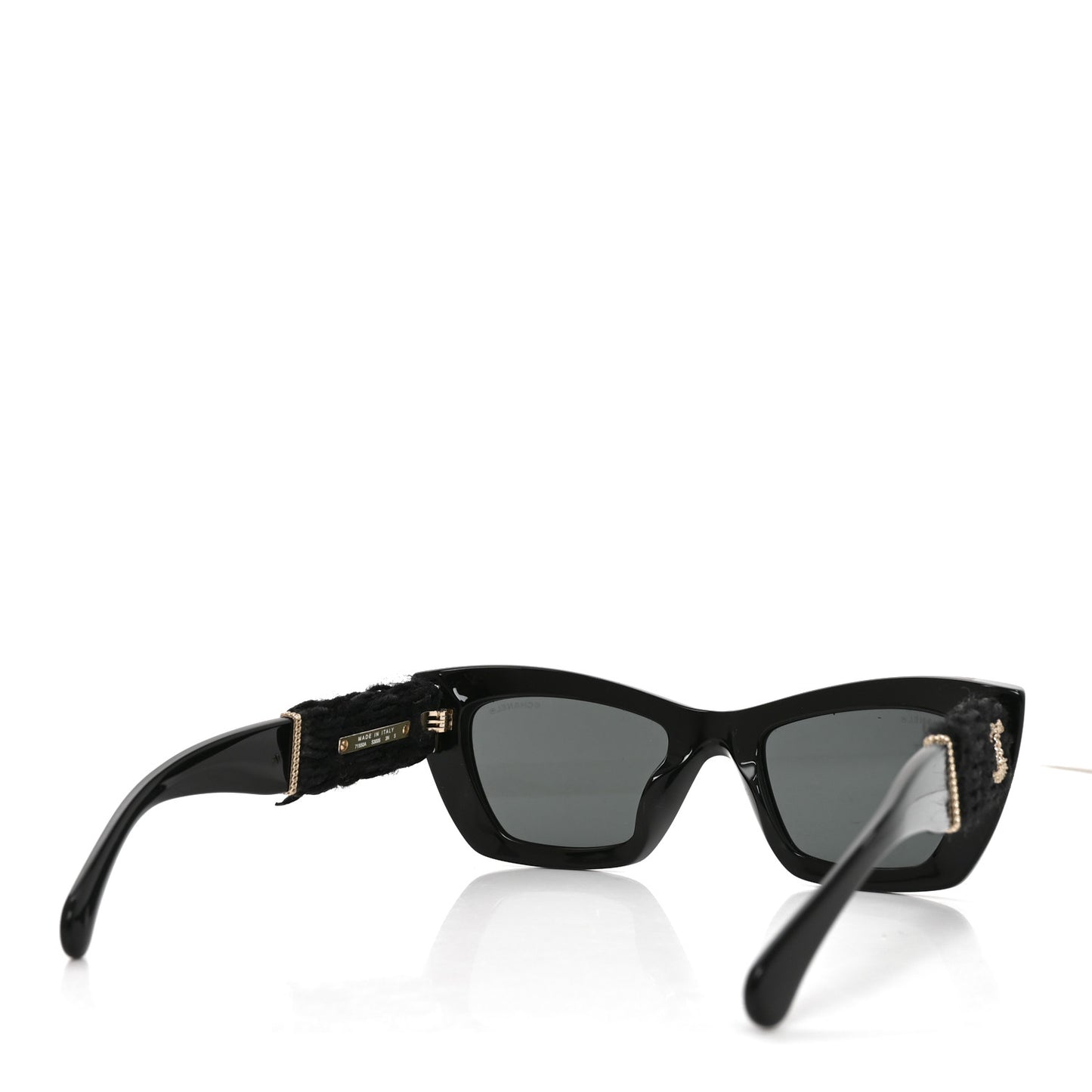 Acetate Tweed CC Cat Eye Sunglasses 71550A Black