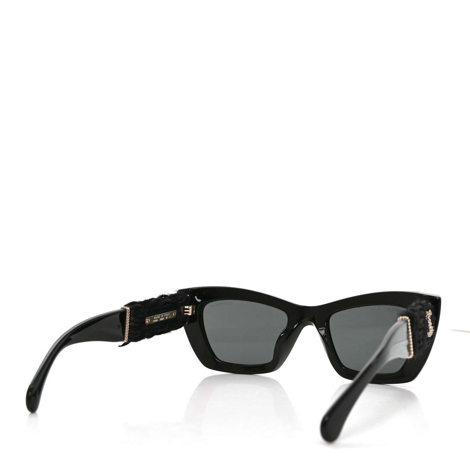 Chanel Acetate Tweed CC Cat Eye Sunglasses 71550A Black 4 of 7
